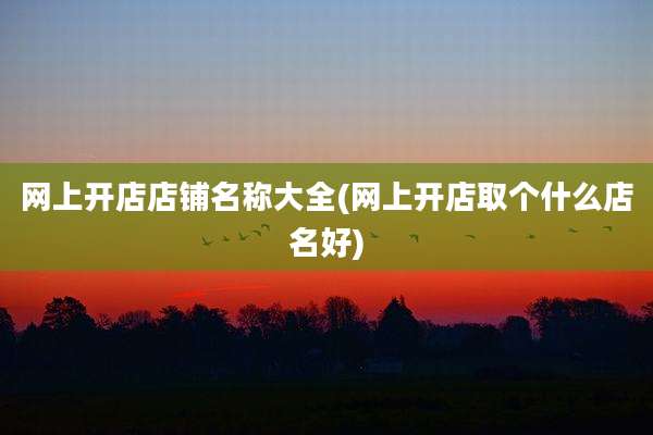 网上开店店铺名称大全(网上开店取个什么店名好)