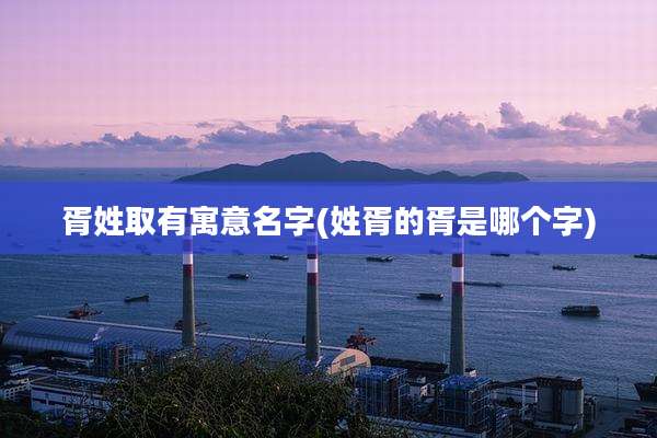 胥姓取有寓意名字(姓胥的胥是哪个字)