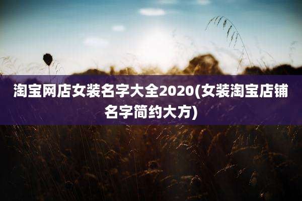 淘宝网店女装名字大全2020(女装淘宝店铺名字简约大方)