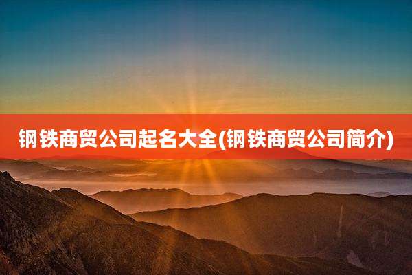 钢铁商贸公司起名大全(钢铁商贸公司简介)