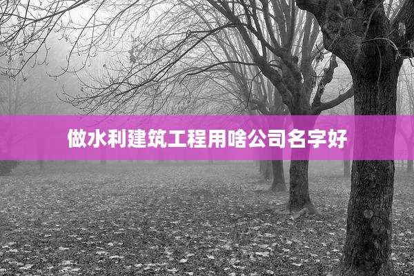 做水利建筑工程用啥公司名字好