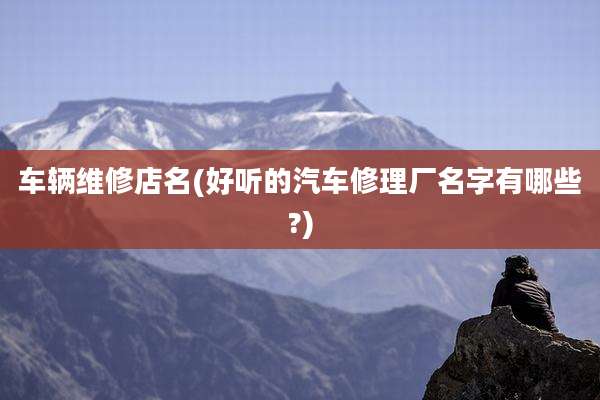 车辆维修店名(好听的汽车修理厂名字有哪些?)