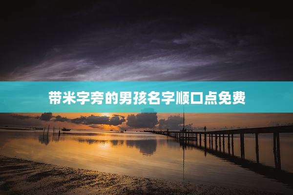 带米字旁的男孩名字顺口点免费