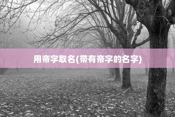 用帝字取名(带有帝字的名字)