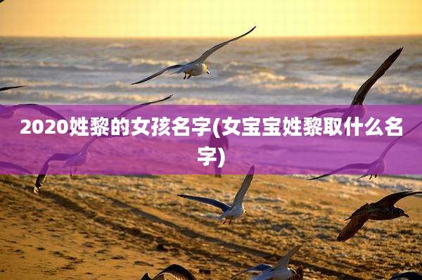 2020姓黎的女孩名字(女宝宝姓黎取什么名字)