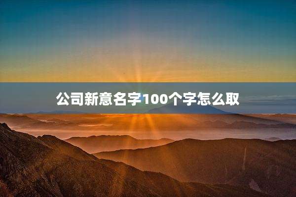 公司新意名字100个字怎么取
