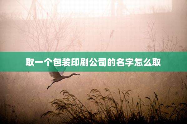 取一个包装印刷公司的名字怎么取