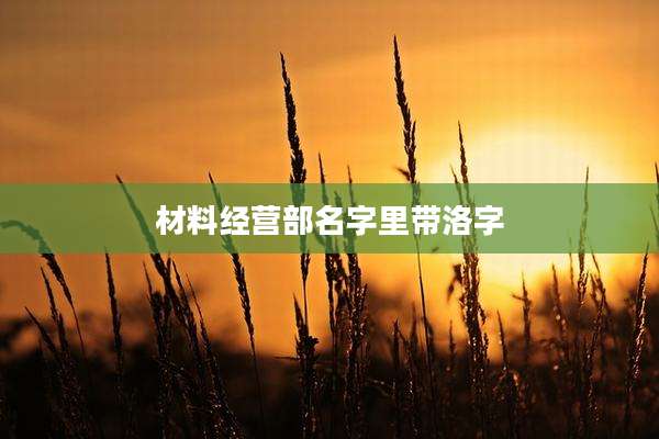 材料经营部名字里带洛字