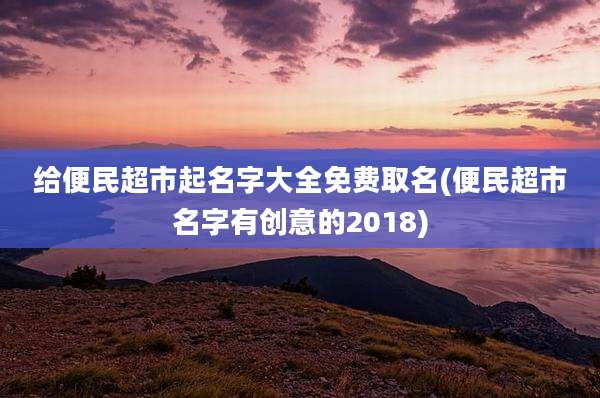 给便民超市起名字大全免费取名(便民超市名字有创意的2018)