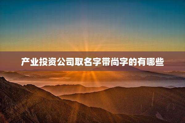 产业投资公司取名字带尚字的有哪些
