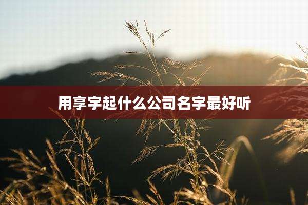 用享字起什么公司名字最好听
