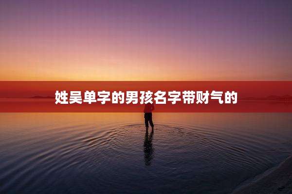 姓吴单字的男孩名字带财气的