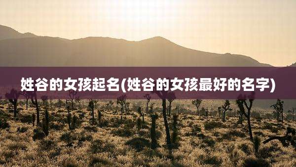姓谷的女孩起名(姓谷的女孩最好的名字)