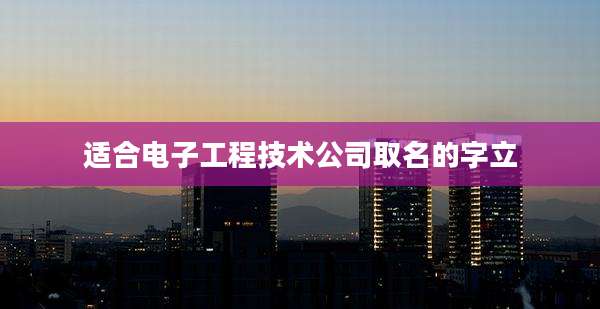 适合电子工程技术公司取名的字立