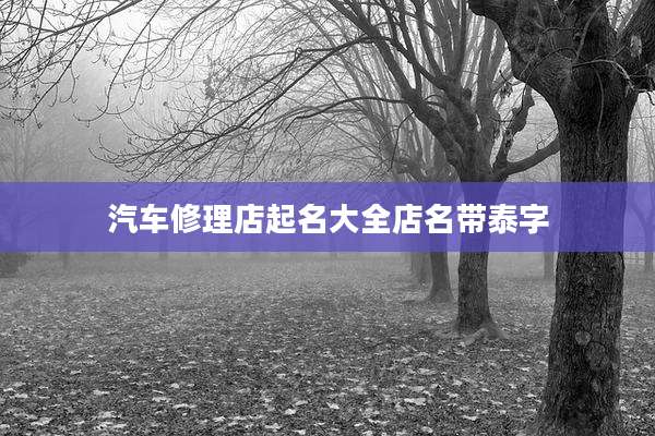 汽车修理店起名大全店名带泰字