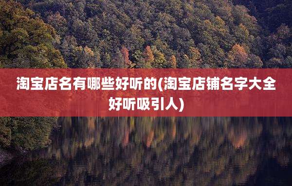 淘宝店名有哪些好听的(淘宝店铺名字大全好听吸引人)