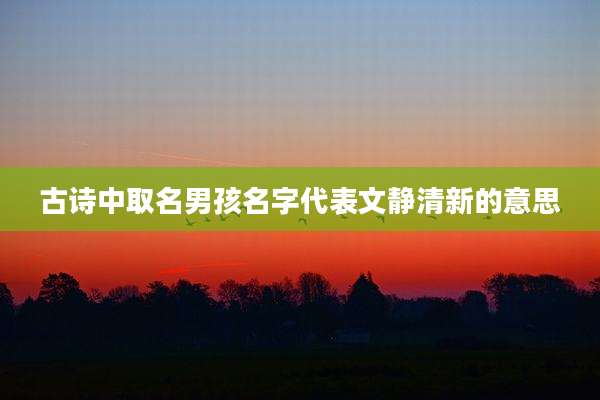 古诗中取名男孩名字代表文静清新的意思