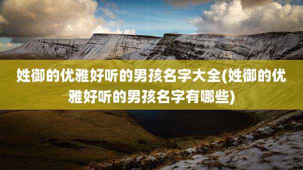 姓御的优雅好听的男孩名字大全(姓御的优雅好听的男孩名字有哪些)