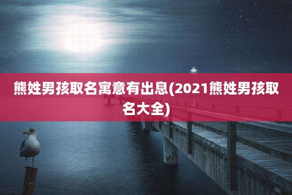 熊姓男孩取名寓意有出息(2021熊姓男孩取名大全)