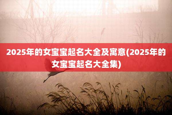 2025年的女宝宝起名大全及寓意(2025年的女宝宝起名大全集)