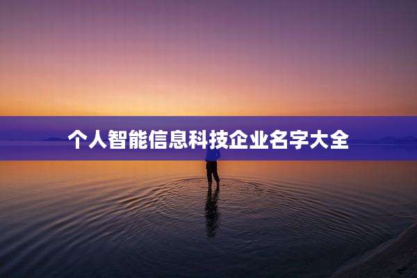 个人智能信息科技企业名字大全