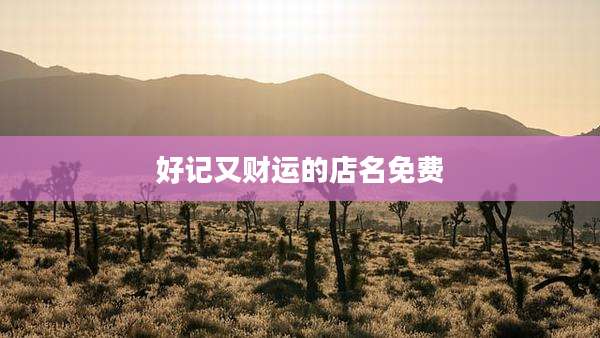好记又财运的店名免费