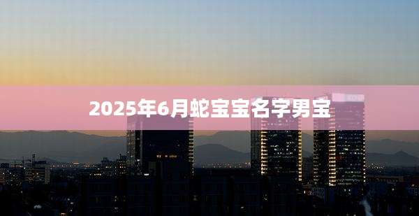 2025年6月蛇宝宝名字男宝
