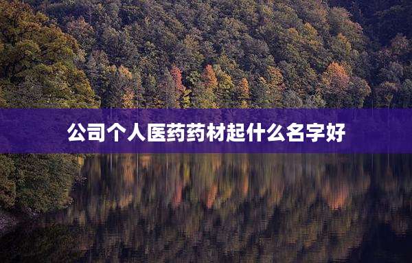 公司个人医药药材起什么名字好