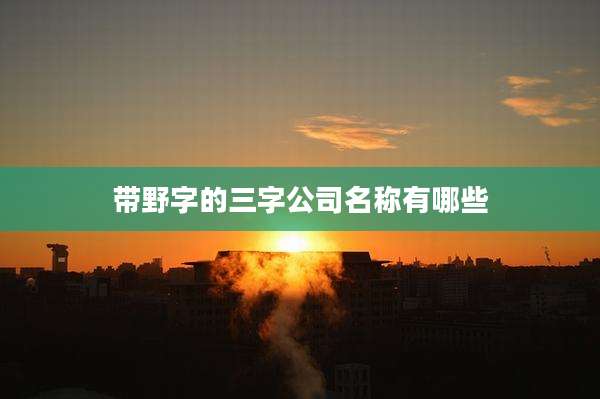 带野字的三字公司名称有哪些