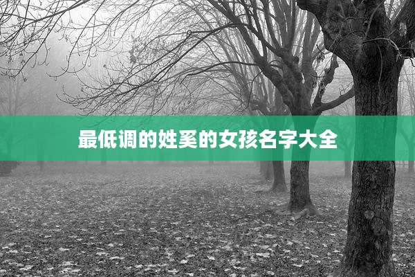 最低调的姓奚的女孩名字大全