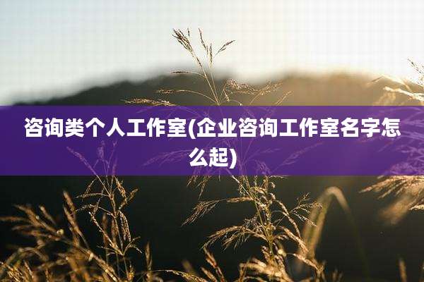 咨询类个人工作室(企业咨询工作室名字怎么起)