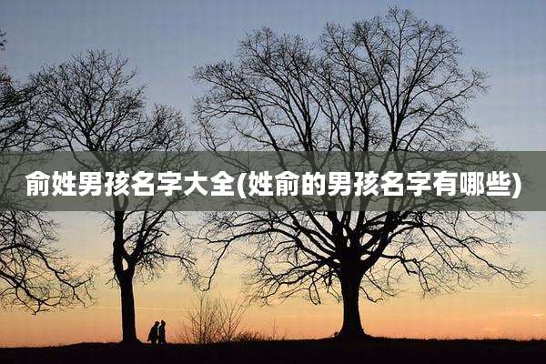 俞姓男孩名字大全(姓俞的男孩名字有哪些)