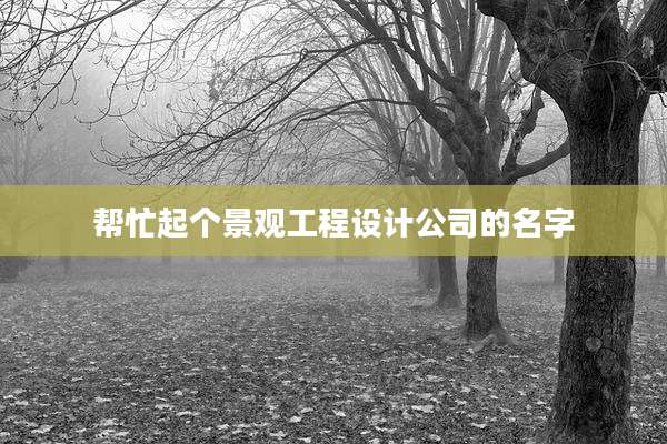 帮忙起个景观工程设计公司的名字