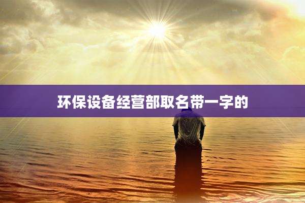 环保设备经营部取名带一字的