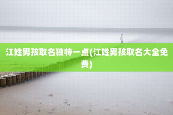 江姓男孩取名独特一点(江姓男孩取名大全免费)