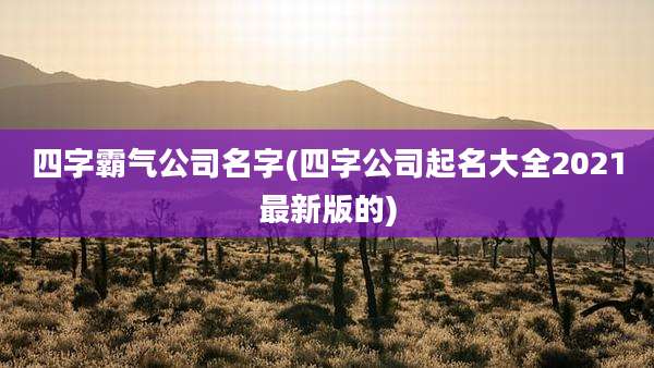 四字霸气公司名字(四字公司起名大全2021最新版的)