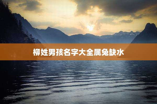 柳姓男孩名字大全属兔缺水