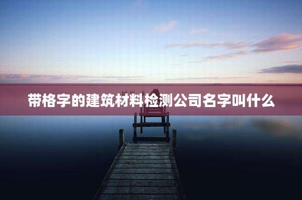 带格字的建筑材料检测公司名字叫什么