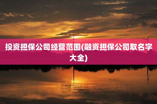 投资担保公司经营范围(融资担保公司取名字大全)