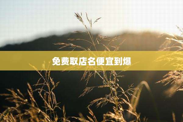 免费取店名便宜到爆