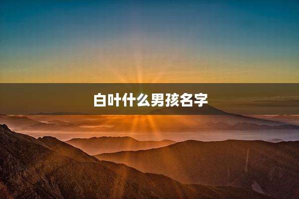 白叶什么男孩名字