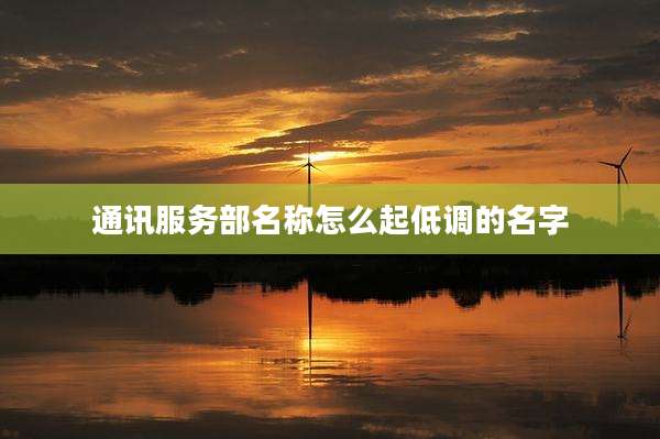 通讯服务部名称怎么起低调的名字