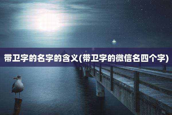带卫字的名字的含义(带卫字的微信名四个字)