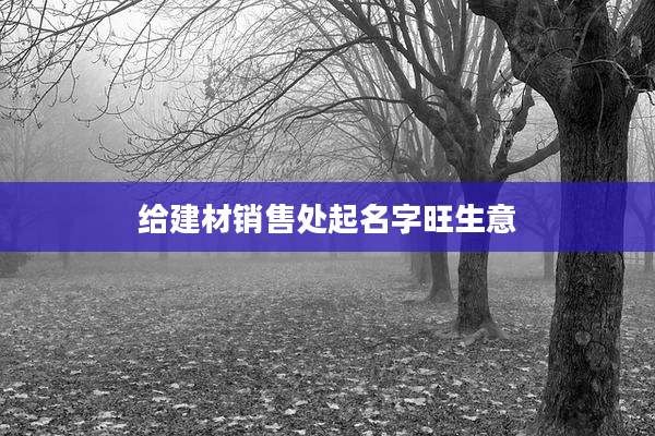 给建材销售处起名字旺生意