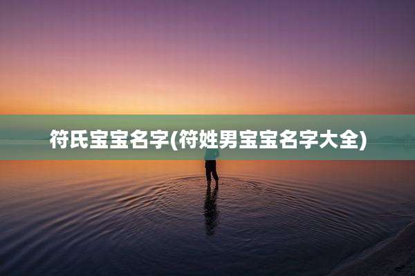 符氏宝宝名字(符姓男宝宝名字大全)