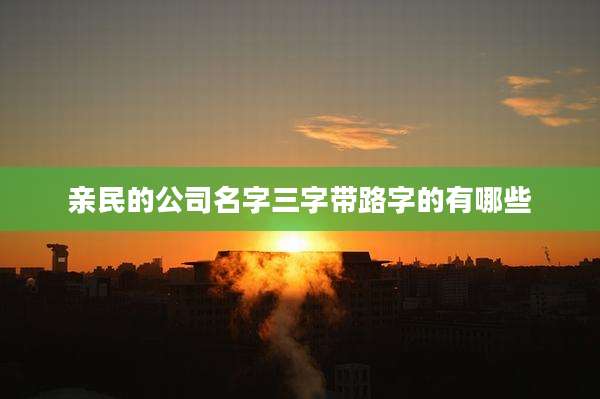 亲民的公司名字三字带路字的有哪些