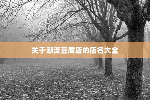 关于潮流豆腐店的店名大全