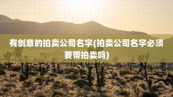 有创意的拍卖公司名字(拍卖公司名字必须要带拍卖吗)