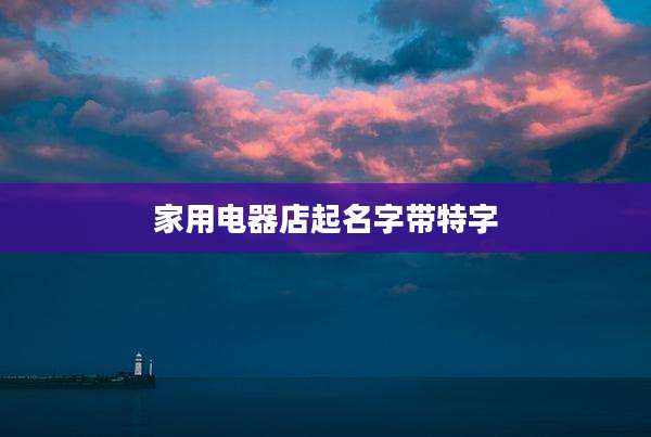家用电器店起名字带特字