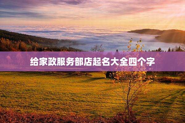 给家政服务部店起名大全四个字